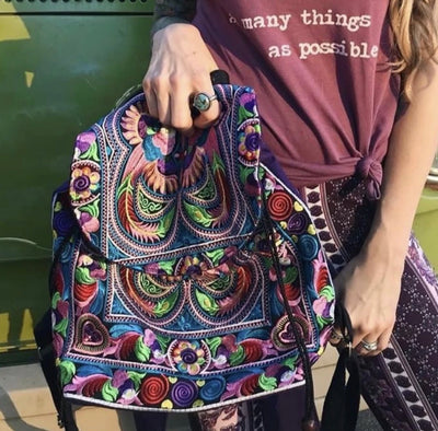 Bohemian Backpack | Embroidered Boho Backpack | Colorful 4U