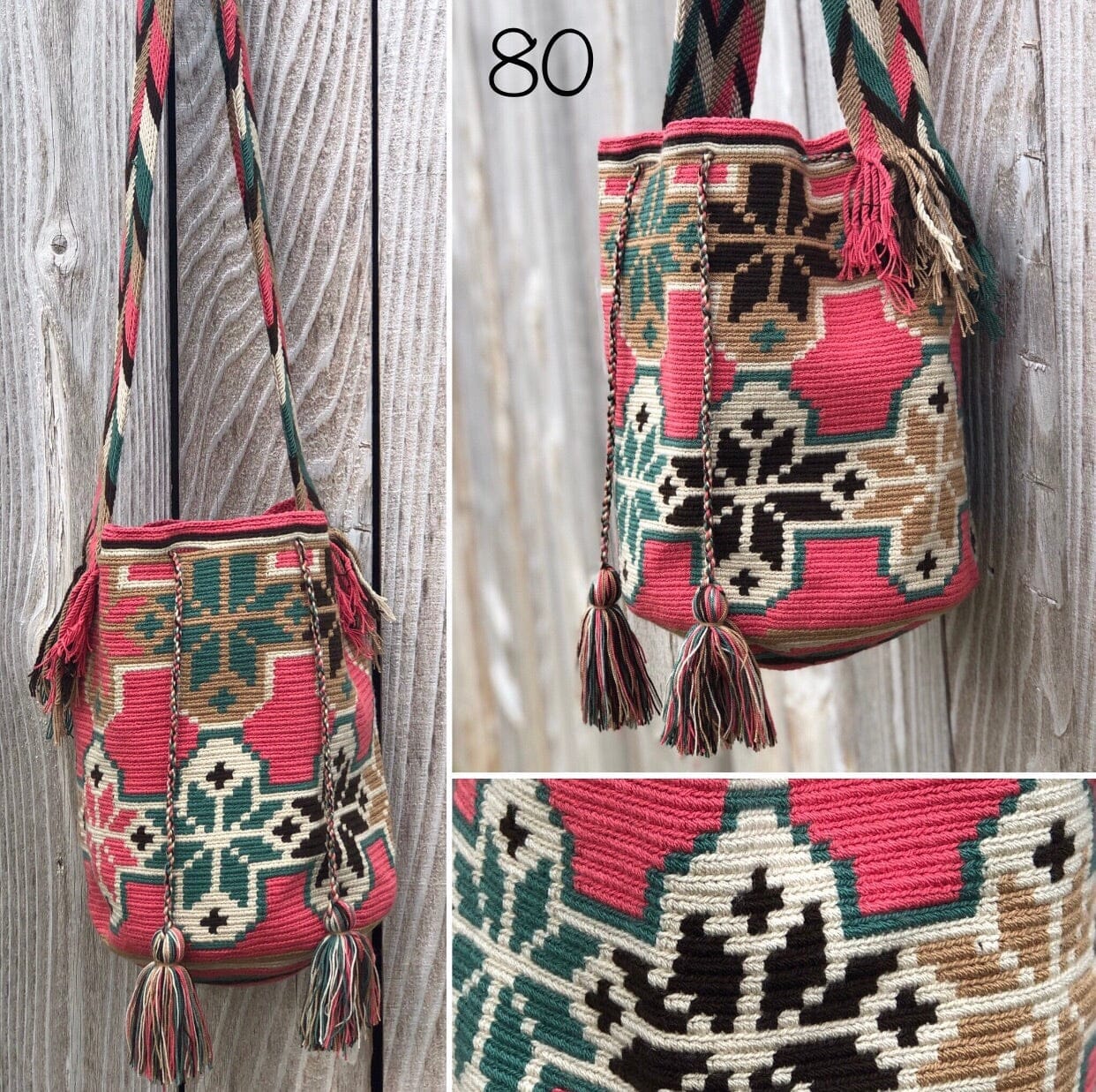 Colorful 4U | Desert Dreams Bag | Crossbody Boho Bags for Fall | Wayuu Mochila | Bohemian Bucket Bag Rose flowers