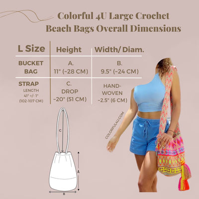 Large Crochet Bucket Bag Dimensions | Colorful 4u 