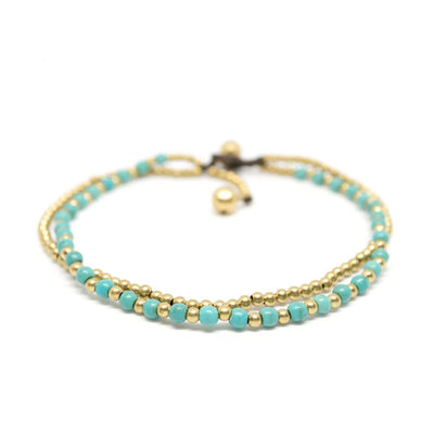 Turquoise Gold Beaded Ankle Bracelet | Bohemian Bracelet | Boho Ankle Bracelet | Colorful 4u