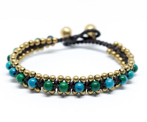 Turquoise Chrysocolla Stone Gold Beaded Bracelet | Bohemian Bracelet | Boho Bracelet | Cute Gift | Colorful 4U