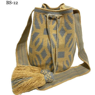 Gold -Gray Crossbody Crochet Bags | Bohemian Handbags | Neutral Boho Purse | Wayuu Bag by Colorful 4U