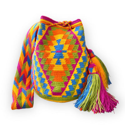 Yellow Navajo Crochet Pattern Boho Bag for Fall | Crossbody Bohemian Bag | Orange-Green-Yellow Purse | Colorful 4u