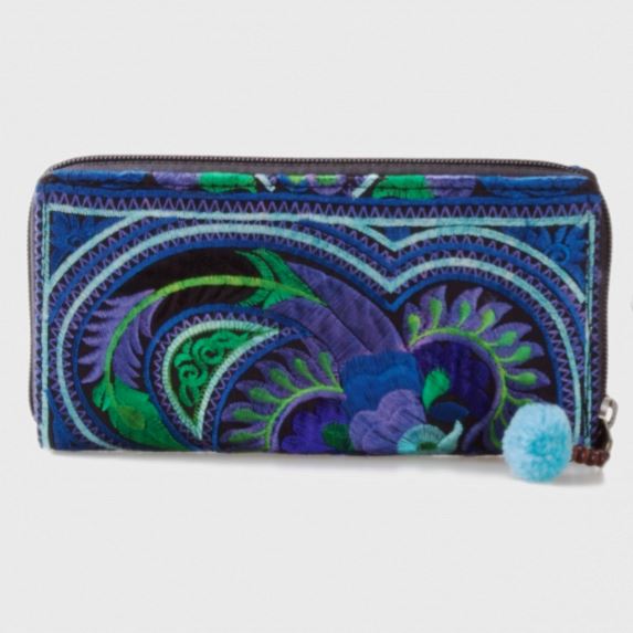 BLUE Embroidered Wallet - Boho Chic Wallet/Clutch Bag