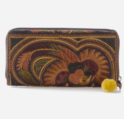 BROWN Embroidered Wallet - Boho Chic Wallet/Clutch Bag