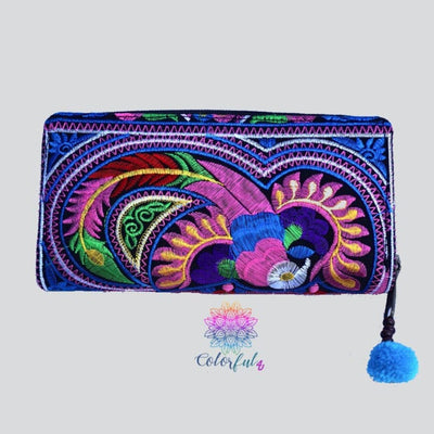 Colorful Embroidered Wallet - Boho Chic Wallet/Clutch Bag