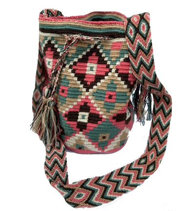 COLORFUL4U | Rose Red Desert Dreams Medium Crochet Bag | Crossbody Bucket Bag | Bohemian