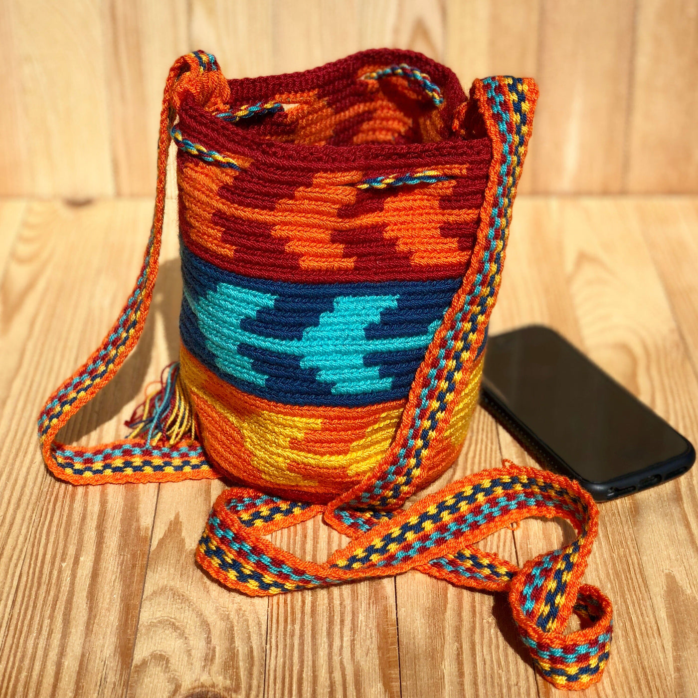  Mini Crochet Bags - Authentic Wayuu Mochila Bag - Summer Sunset colors