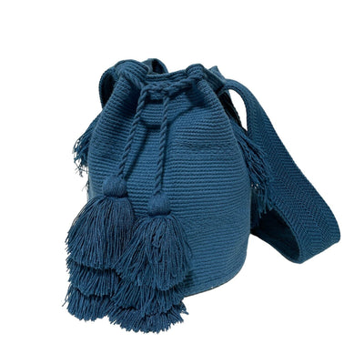 Pretty Blue Crossbody Crochet Bag |  Bohemian Bag | Double Tassel Boho Bag Colorful4U