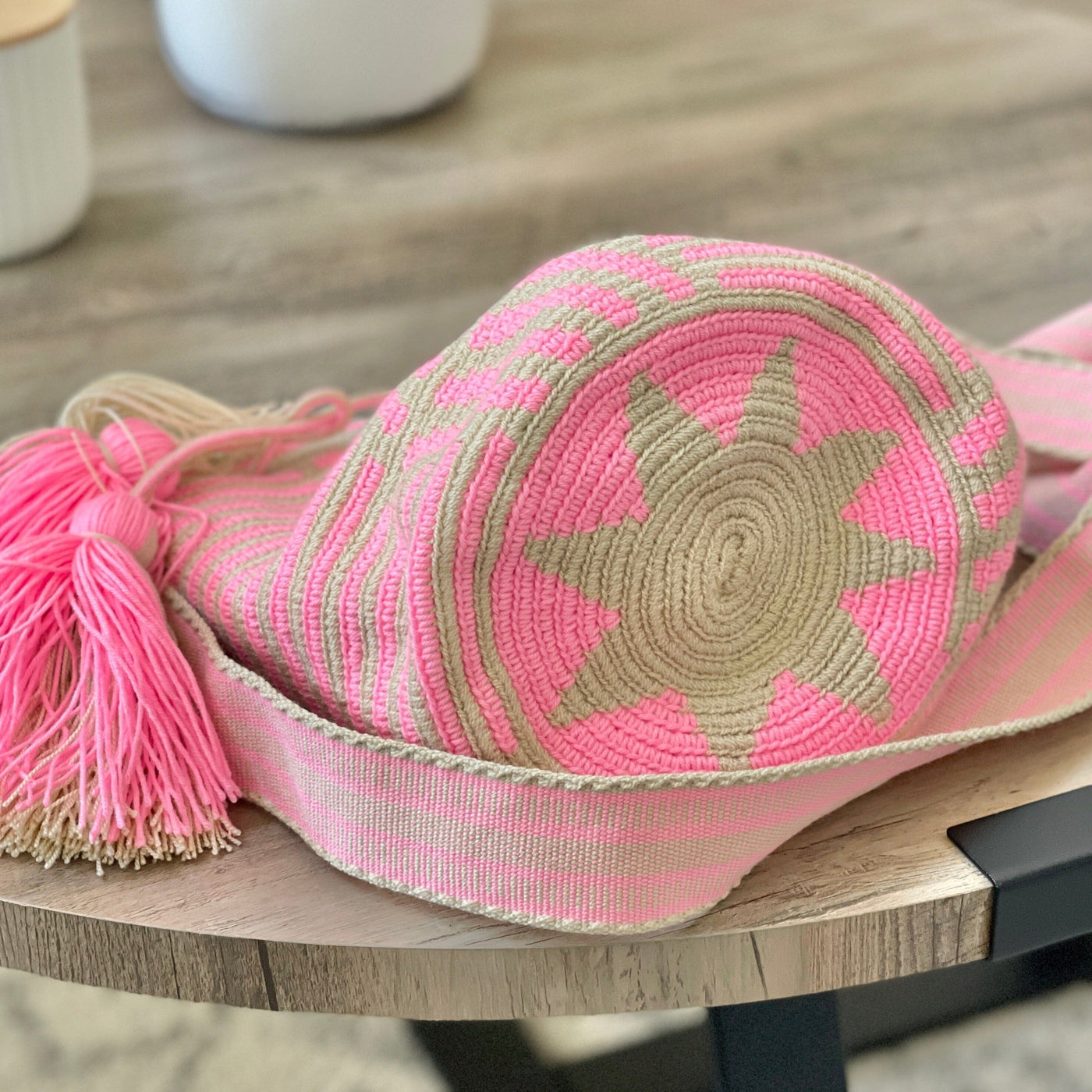 Bottom mandala Pink - Neutral Bag for spring | Crossbody Casual Bag | Medium Boho Bag | Colorful 4U