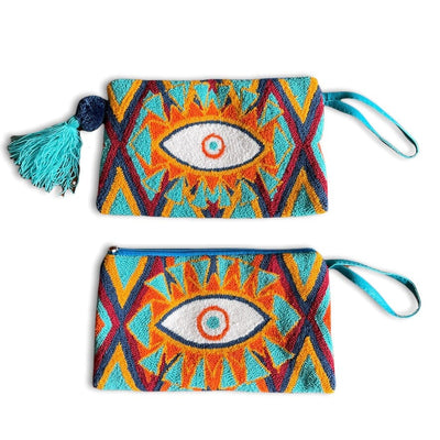 Evil Eye Clutch Bags Boho Clutch Bag - Wayuu Crochet Envelope 