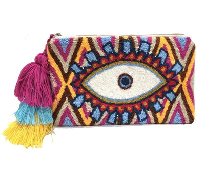 Multicolor Evil Eye Clutch Bag | Boho Clutch Bag | Tassel Clutch | Colorful 4u