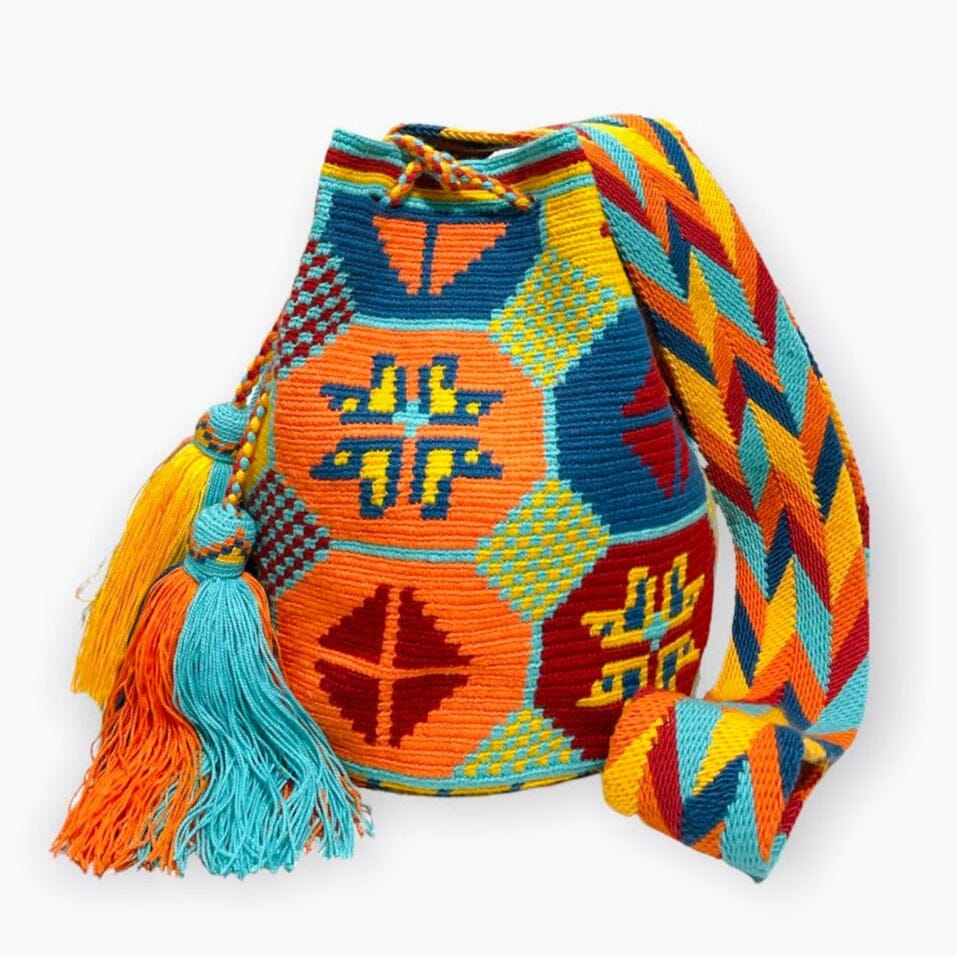 Orange Turquoise Crossbody Boho Bag | Bohemian Bag for women | Large Summer Purse | Colorful 4U