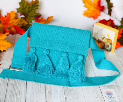 Turquoise Hand-Woven Fanny Packs | Handmade Bumbags -Travel Waist Bags for women