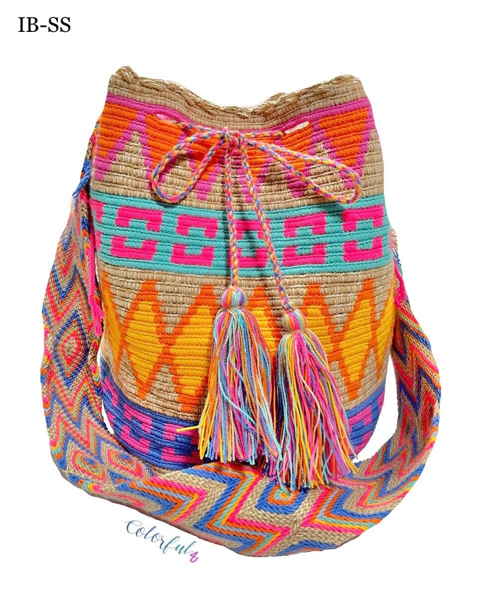 Colorful Crochet Boho Bag - Crossbody/Shoulder Bucket Bag-Beach Wayuu