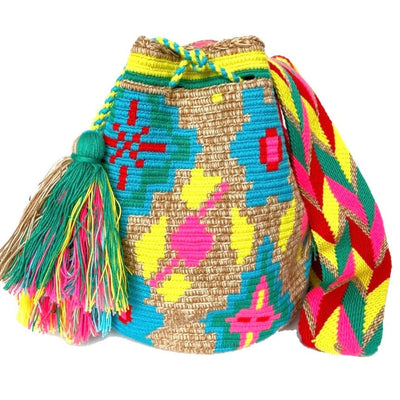 Boho Beach Bag | Yellow-Teal Summer Crossbody Bag | Colorful 4u Crochet Bag