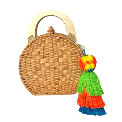 Wearing neon Tassel Bag Charm | Boho Pompom Charm | Purse Charm for summer | Colorful 4U