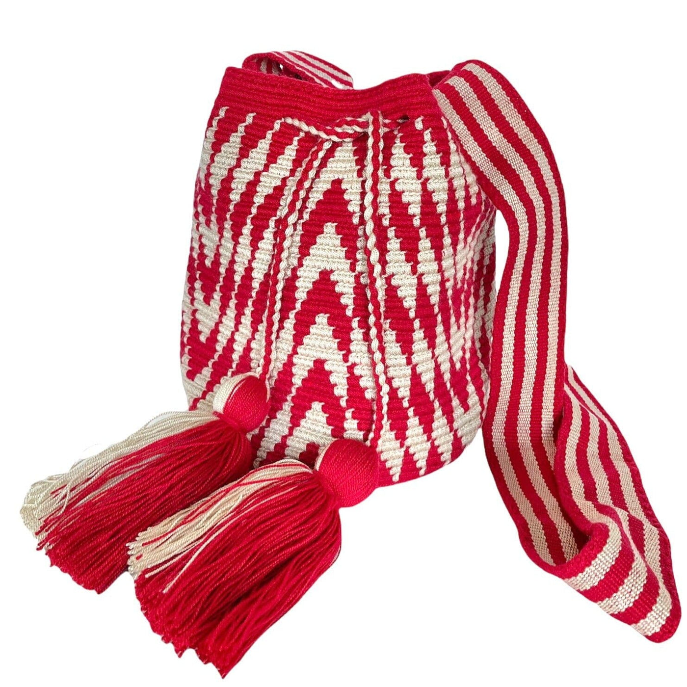 Scarlet Red Crossbody bag | Medium Crochet Bohemian Handbag | Colorful4U