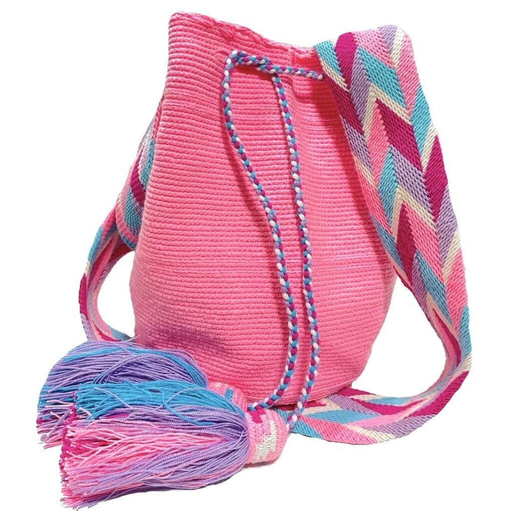 Solid Pink Hand-crocheted Bag | Crossbody Casual Bag for women | Wayuu Bags