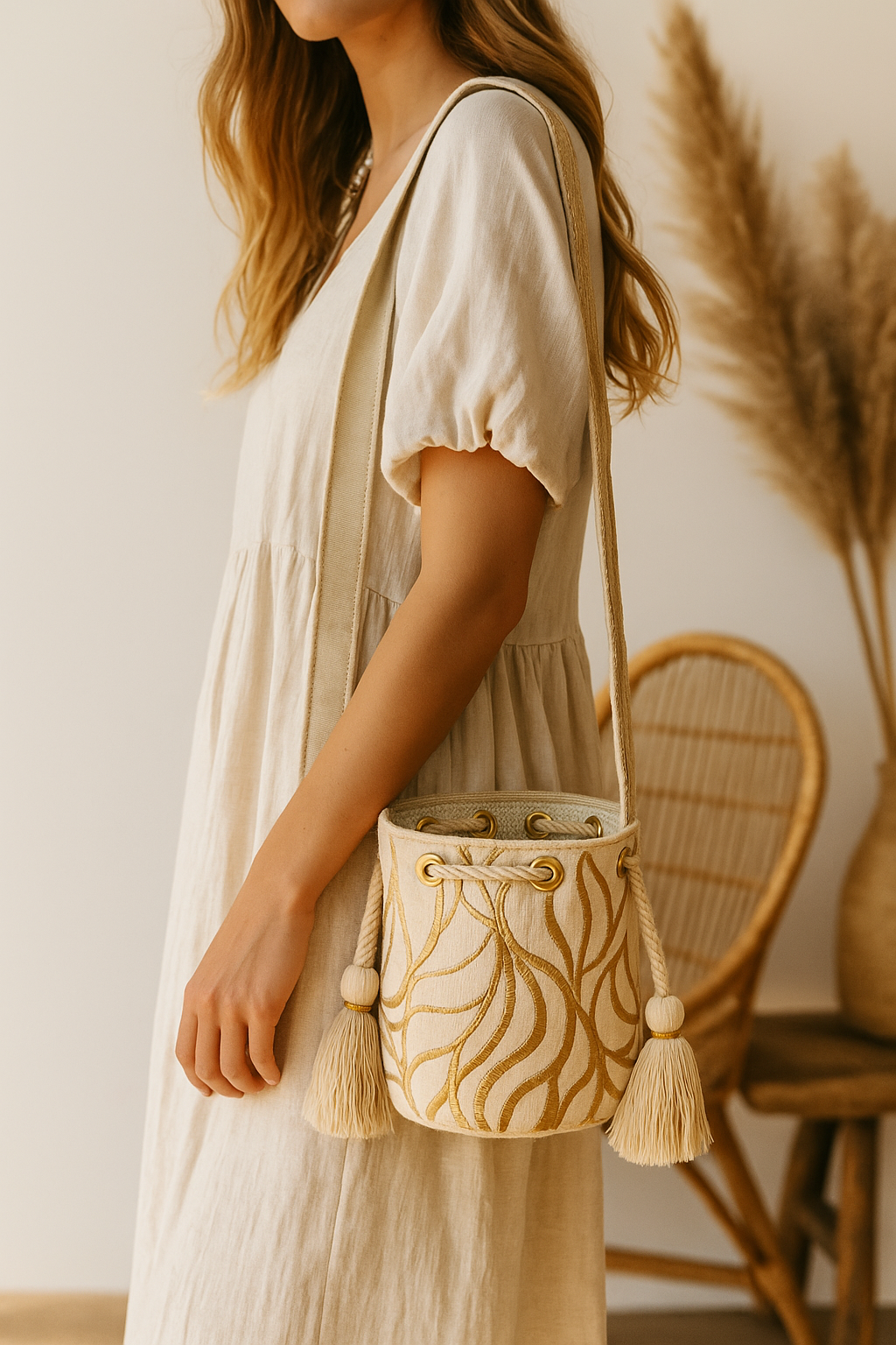 The Luxe Embellished Crossbody | Premium Contemporary Bucket Bags