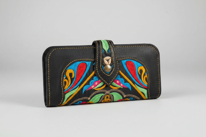 Brown Handmade Wallets For Ladies Bohemian Embroidered Wallet