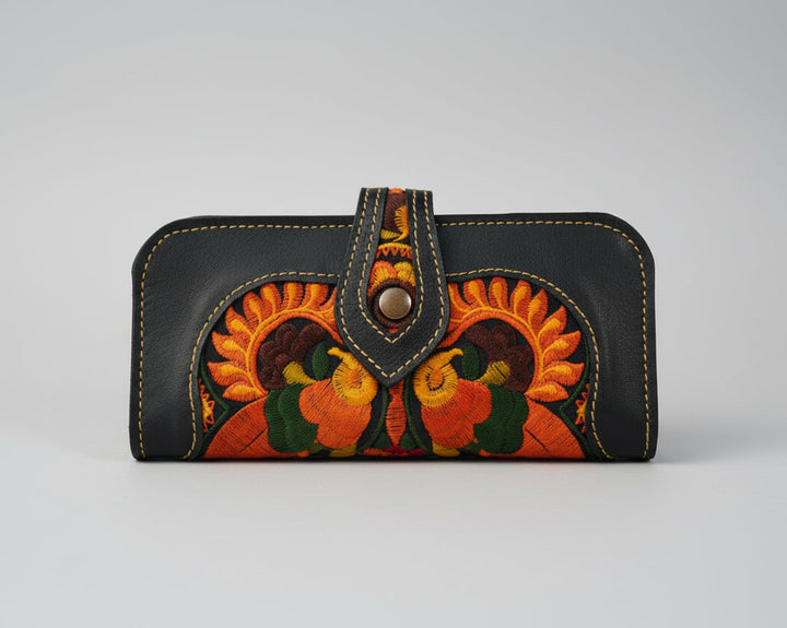 Handmade Embroidered Leather Wallet - Boho Clutch Purse for  display picture 1