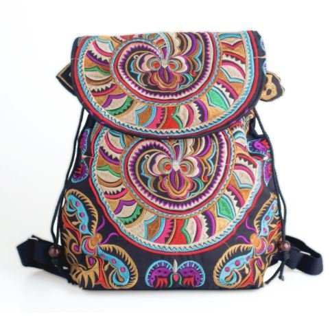 Colorful Bohemian Backpacks - Embroidered Boho Backpack  display picture 3