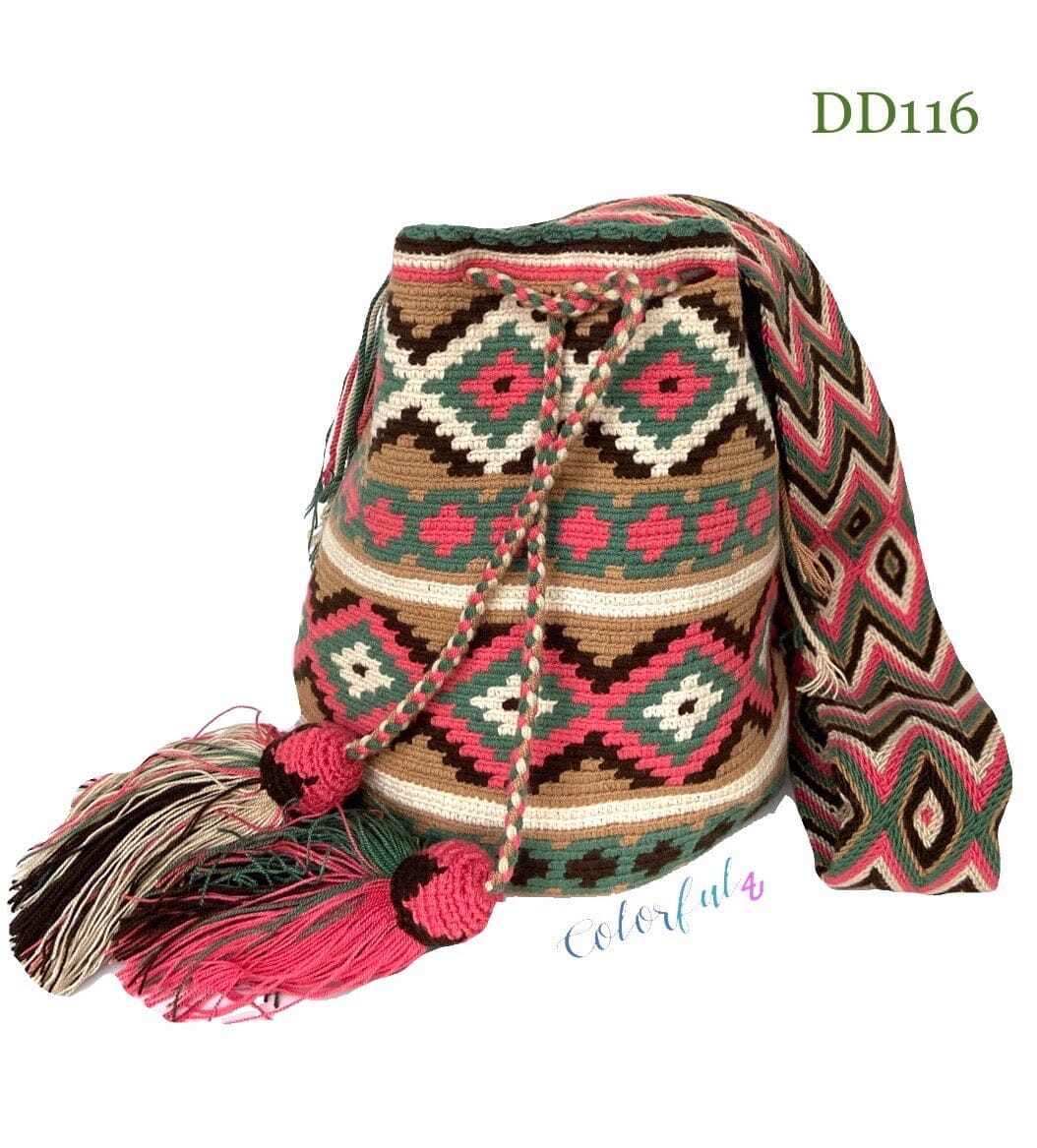 Bohemian Bag | Boho Colors  Olive-Khaki-Rose | Crossbody Bag Diamond Pattern| Colorful 4U