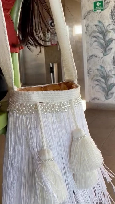 White Long Fringes Handbag | Bohemian Bag | Western / Boho style Purse by Colorful 4U