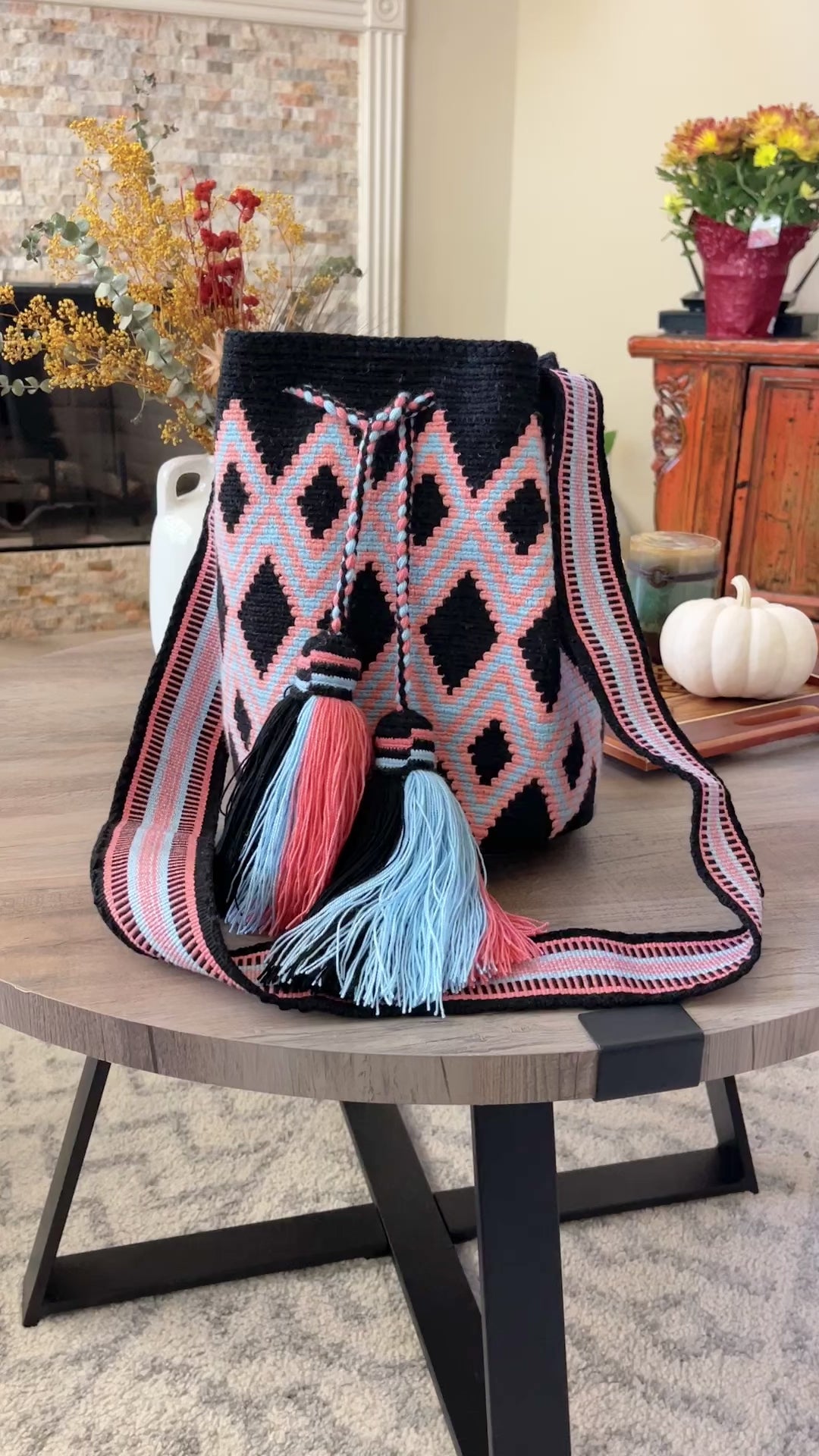 Diamonds Crochet Pattern Large Bohemian Handbag for spring by Colorful 4U