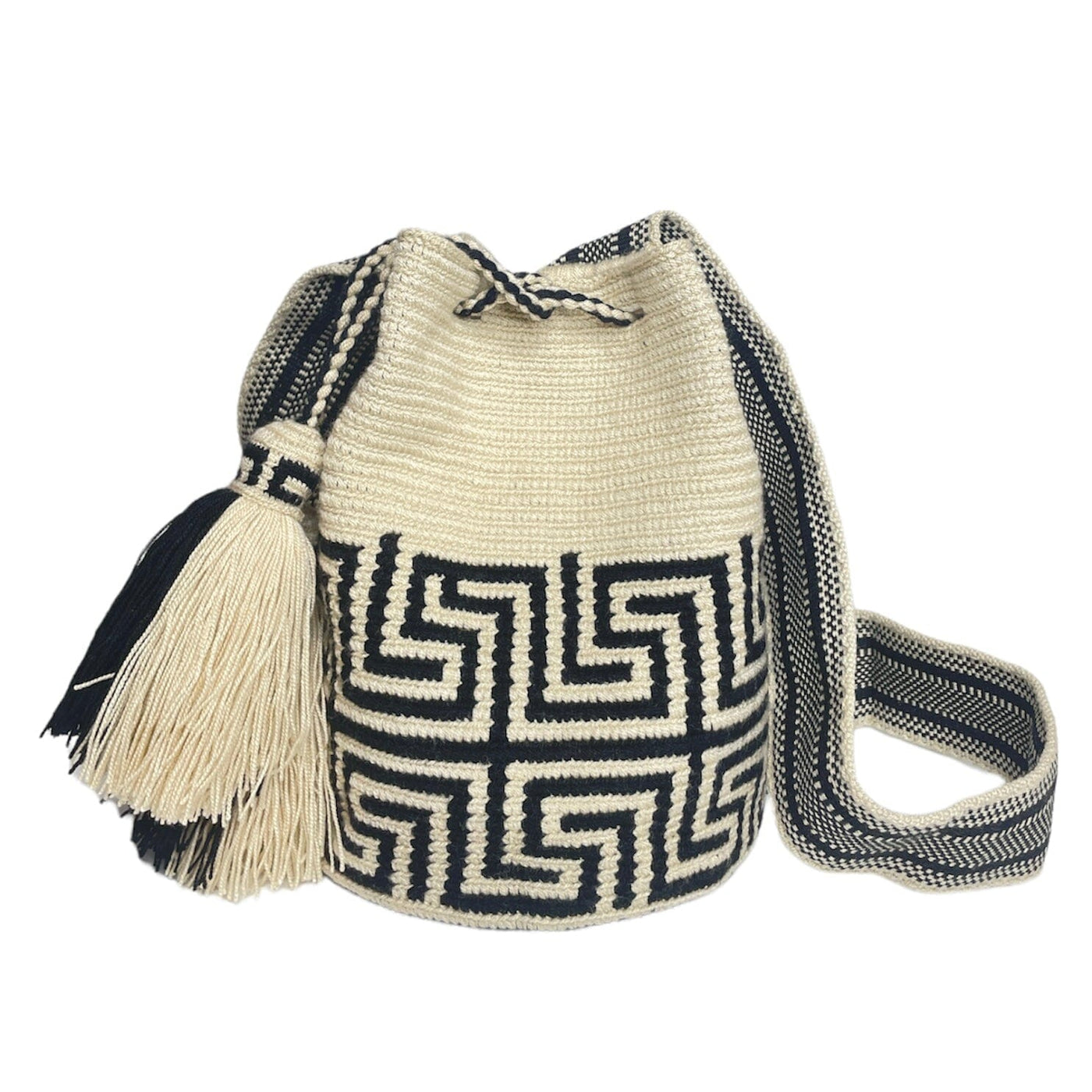Black Medium Bohemian Purse | Crochet Crossbody Boho Bag | By Colorful 4U