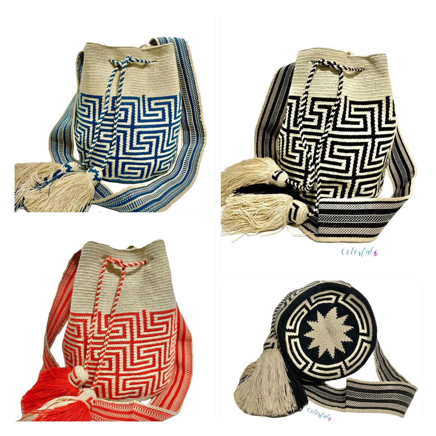 Aztec Tribal Patterns Boho Bags | Large Crochet Crossbody Bags Wayuu