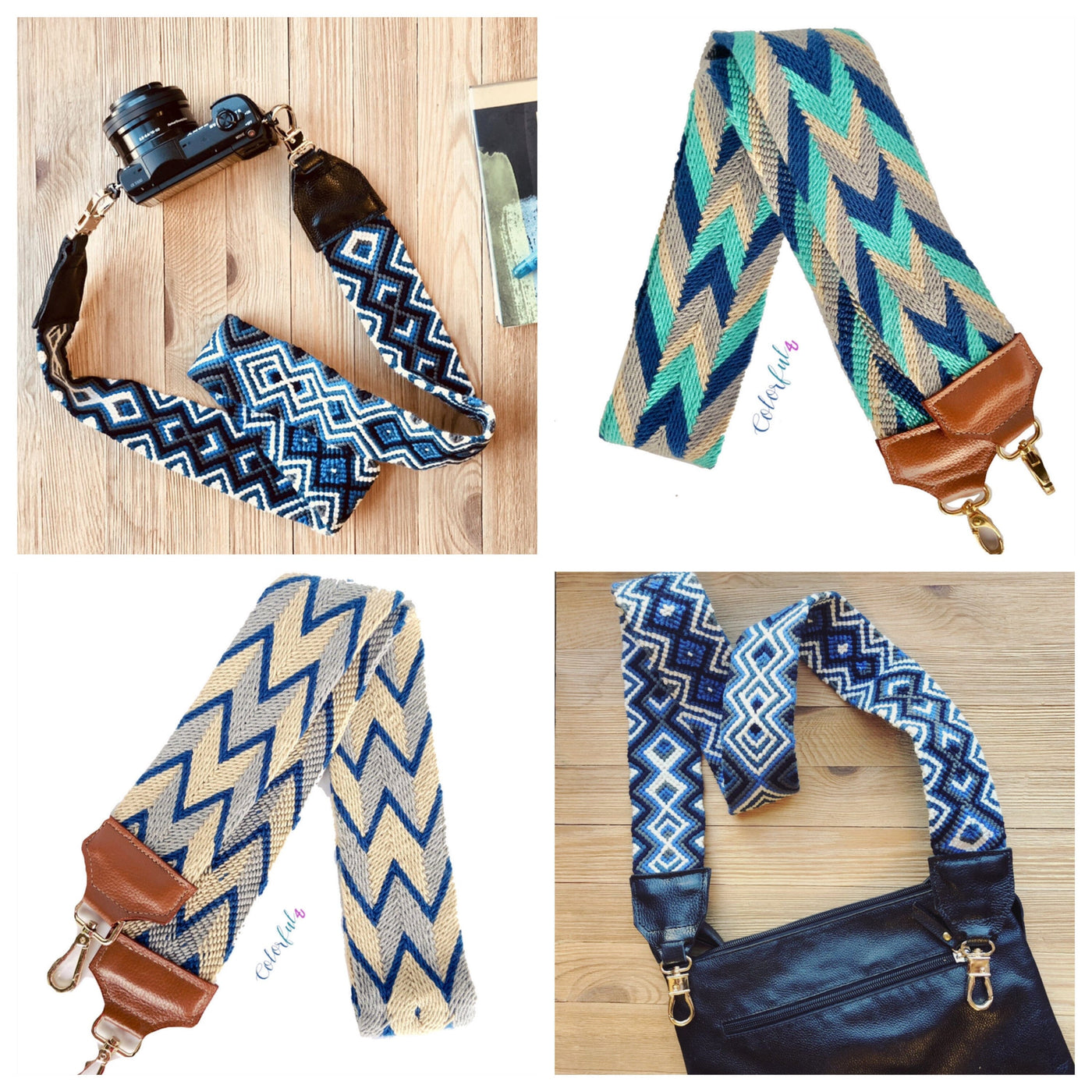 Blue Bag Strap-Camera Strap-Strap Replacement-Woven-leather-straps