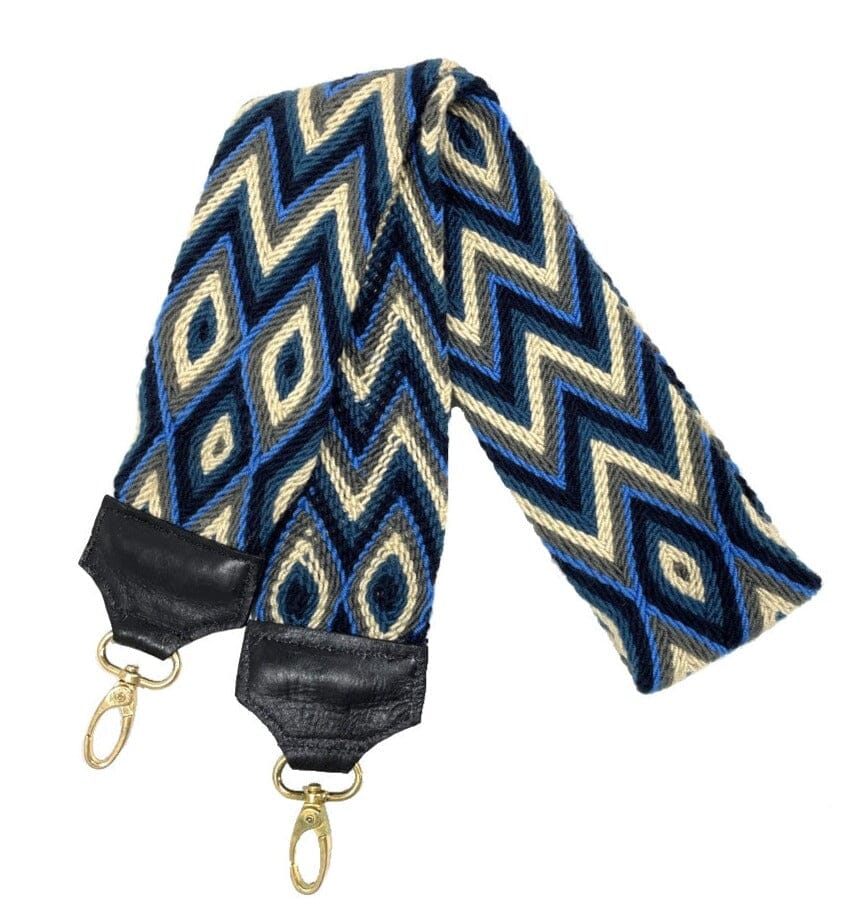 Navy Blue/ Black Leather Bag Strap | Camera Strap | Strap Replacement | Woven Strap | Colorful 4U
