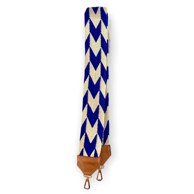 Royal Blue/ Brown Leather Bag Strap | Camera Strap | Strap Replacement | Woven Strap | Colorful 4U