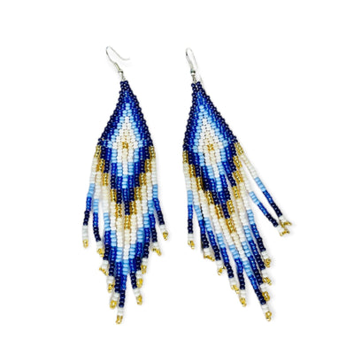 Blue Bohemian Bead Earrings | Statement Boho Earrings | Colorful 4U