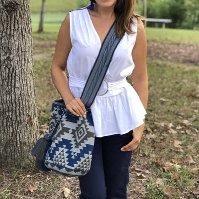 Blue Crochet Bag | Crossbody Bohemian Handbags| Boho purse for women