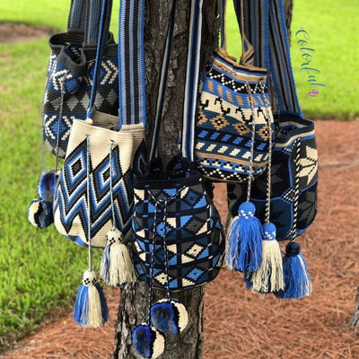Shades of Blue - Crochet Bags - Crossbody boho bags- Wayuu style