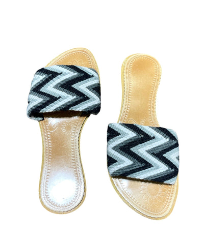 Black and White Sandals - Chevron Summer Sandals Summer Sandals 