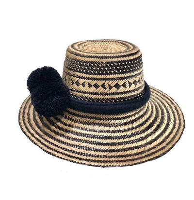 Black Hand-woven Boho Hat | Wayuu Hat | Summer Hat | Sun Straw Hat | Colorful 4U