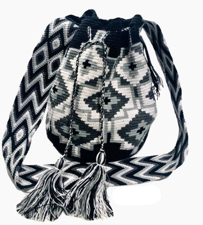 Fall Greek Pattern Black and White Casual Bag | Crossbody Boho bag | Bohemian Purse | Colorful 4U