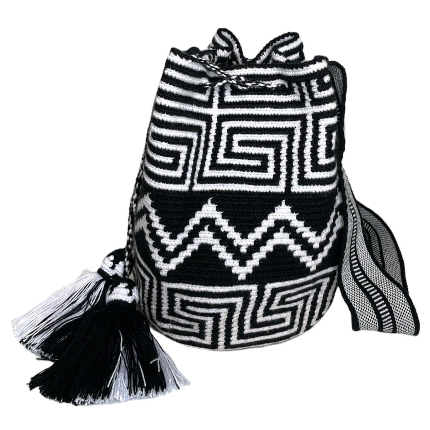 Greek Pattern Black and White Casual Bag | Crossbody Boho bag | Bohemian Purse | Colorful 4U