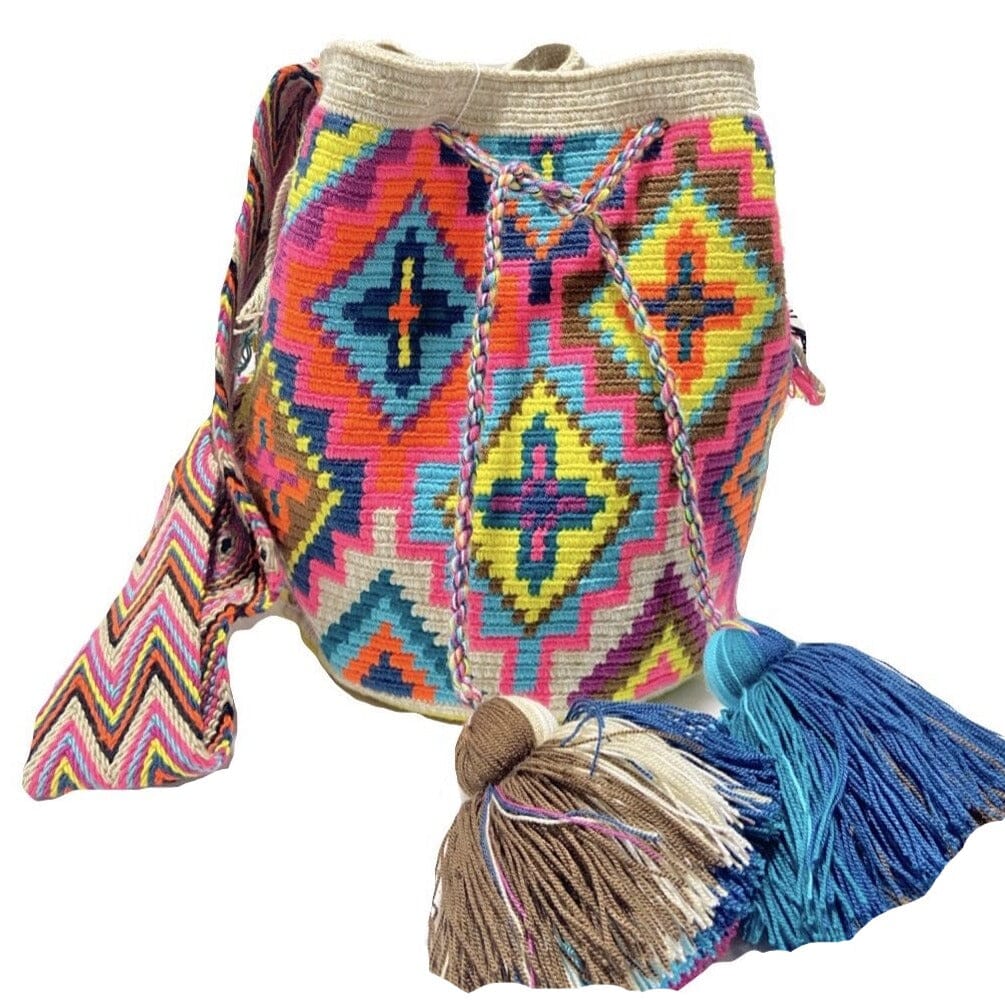 Blue Sunset Beach Bags | Crossbody Large Shaded Crochet Boho Bag - Crossbody/Shoulder Bucket Bag 