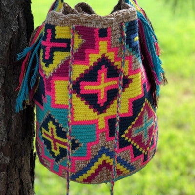 Multicolor Crochet Tote Beach Bag - Crossbody/Shoulder Summer Bag-Beach Wayuu