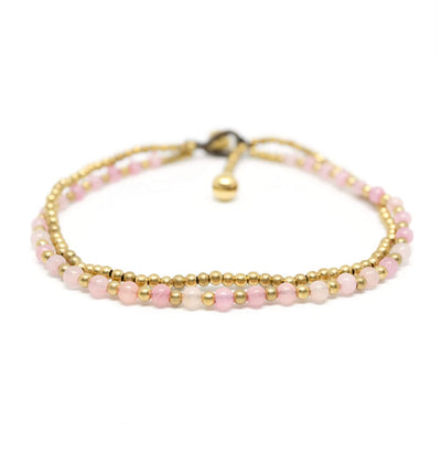Rose Quartz Gold Beaded Ankle Bracelet | Bohemian Bracelet | Boho Ankle Bracelet | Colorful 4u