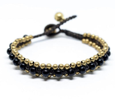 Black Onyx Stone Gold Beaded Bracelet | Bohemian Bracelet | Boho Bracelet | Cute Gift | Colorful 4U