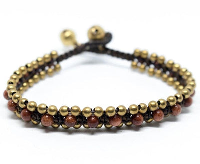 Brown Tiger Eye Stone Gold Beaded Bracelet | Bohemian Bracelet | Boho Bracelet | Cute Gift | Colorful 4U