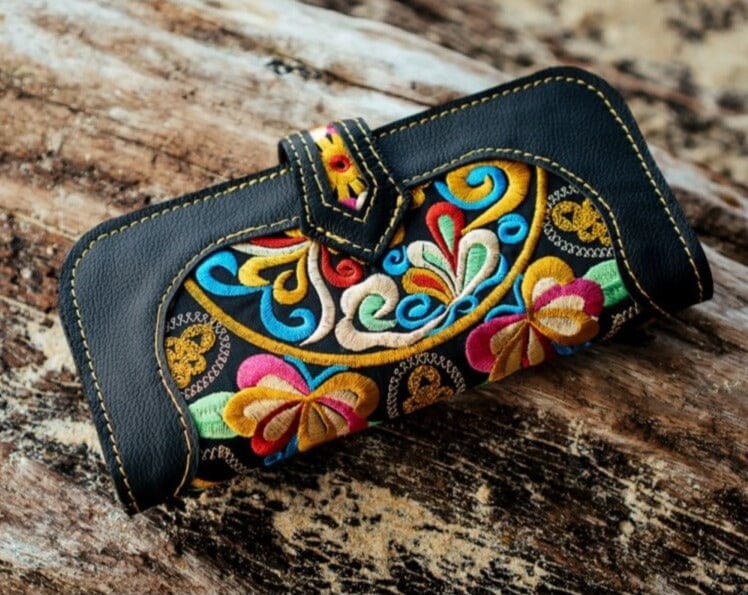 Colorful Leather Wallet | Embroidered Wallet for women