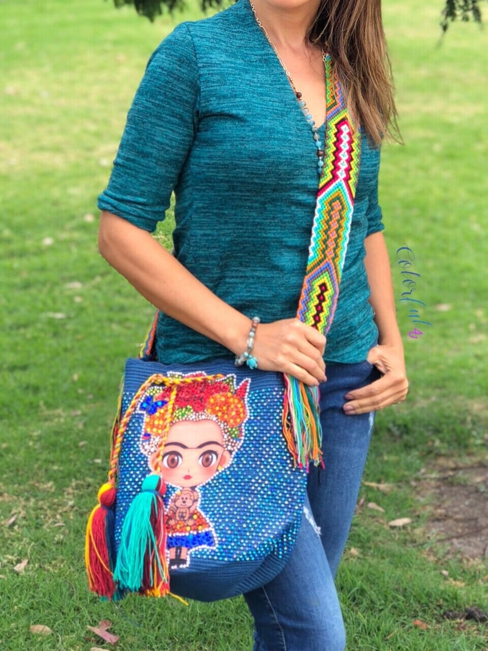 FRIDA Crochet Bag - Crossbody/Shoulder Bucket Bag-Boho Bag-Wayuu Bag