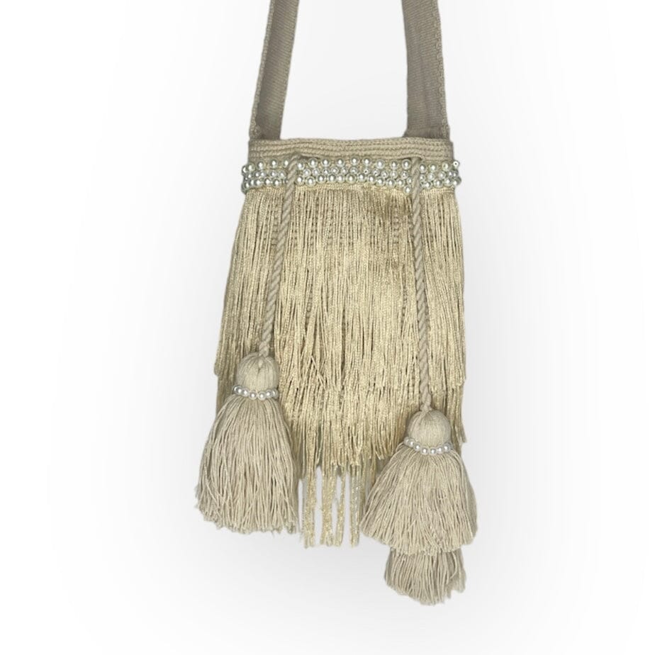 Bohemian Long Fringes Handbag | Tassel Crossbody Bag Medium-Crossbody Crochet Boho Bag - Traditional Wayuu Design 